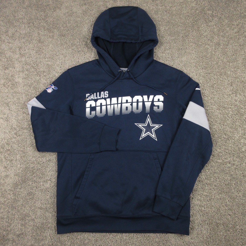 Dallas Cowboys Sweater Mens Medium Blue Hoodie Sweatshirt NFL 100 On Field Nike*